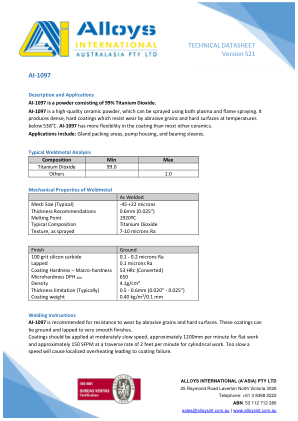 技术数据表版本S21 AI-1097